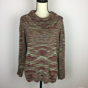 Jones New York Sweater Sz 1X Womans Plus Gray Pink Knit Turtleneck Long Sleeve